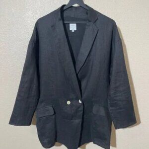Coast Linen Black Double-Breasted Blazer